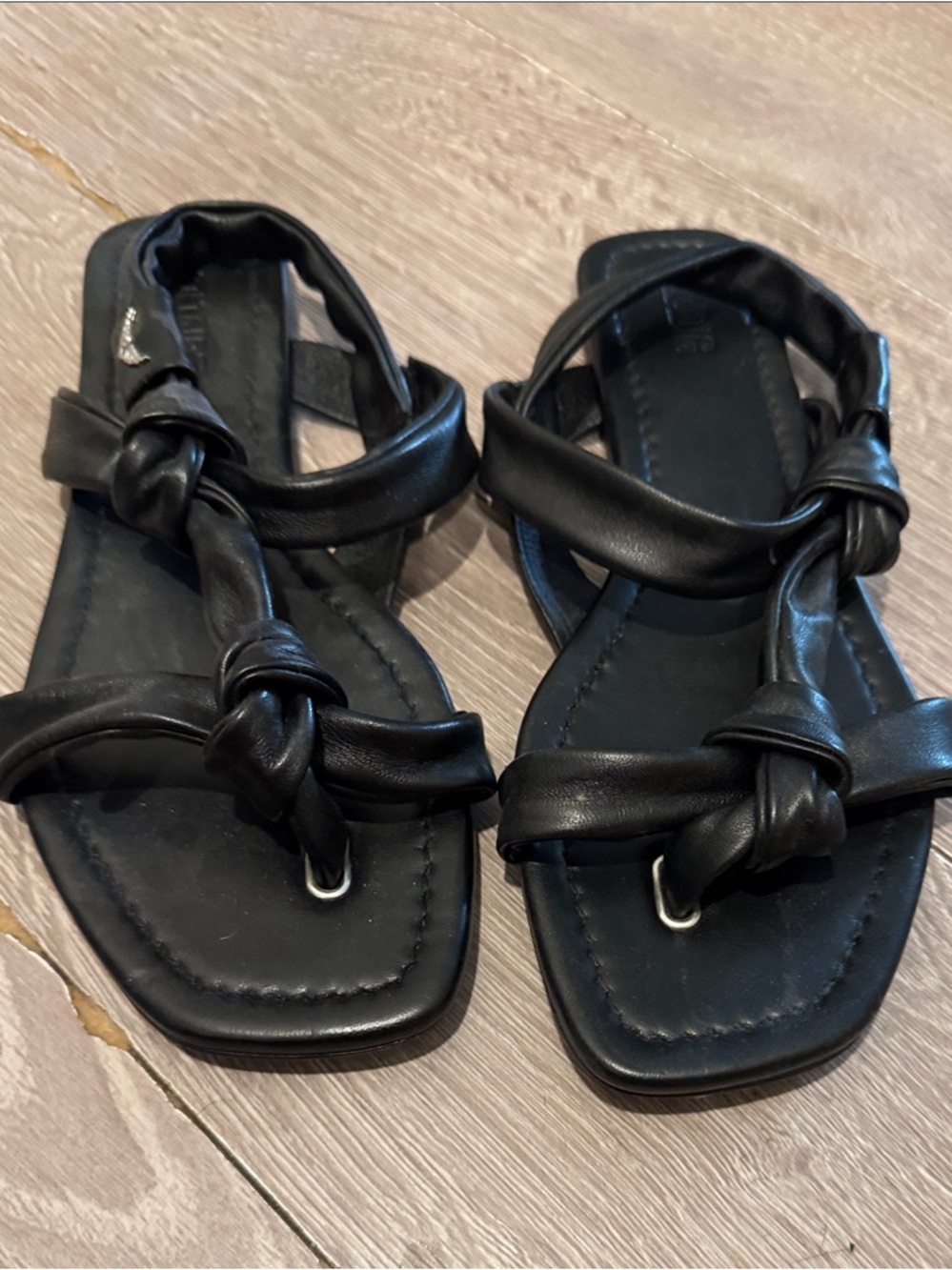 New Zadig & Voltaire Women's Black Leather Knotted Strap Sandals
